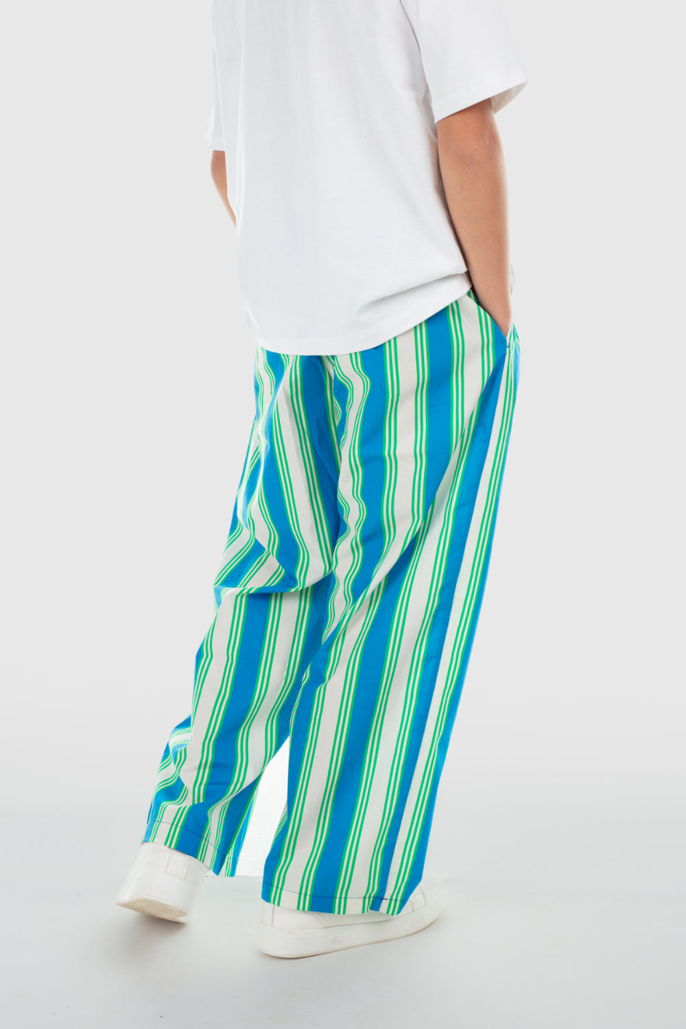unisex cotton pants – blue & offwhite