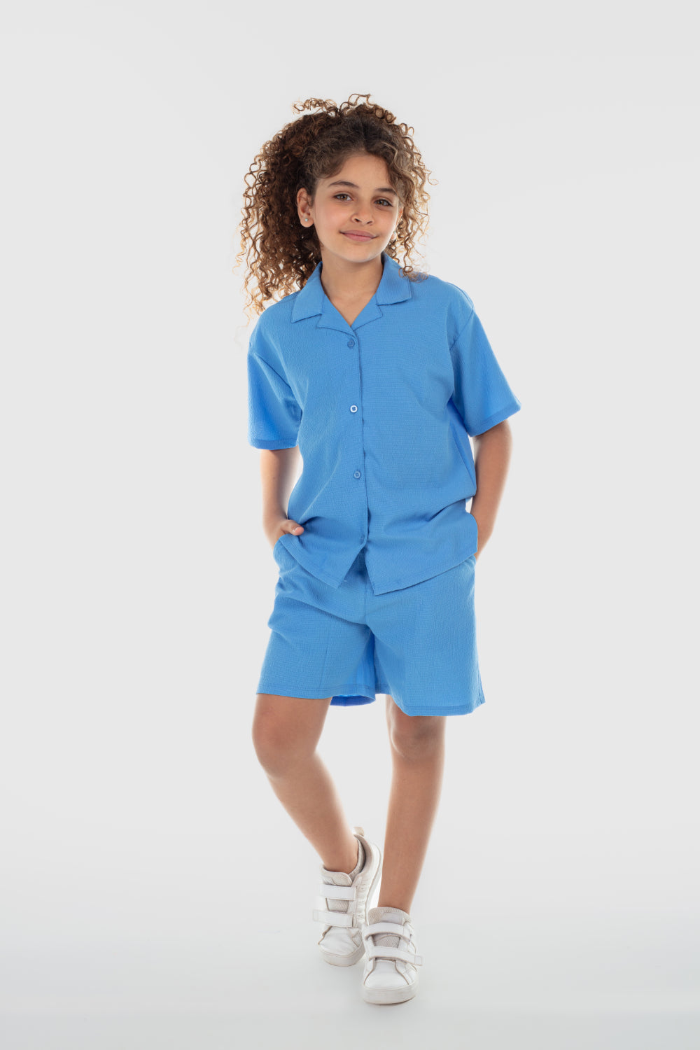unisex baby blue outfit set – short sleeves