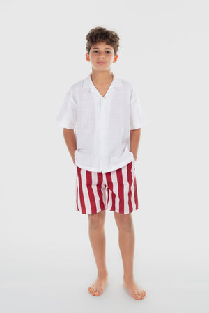boys swimsuit short – marron & white
