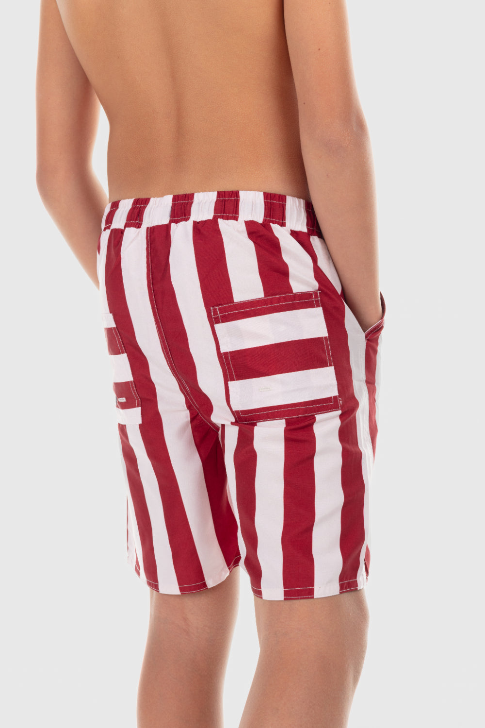 boys swimsuit short – marron & white