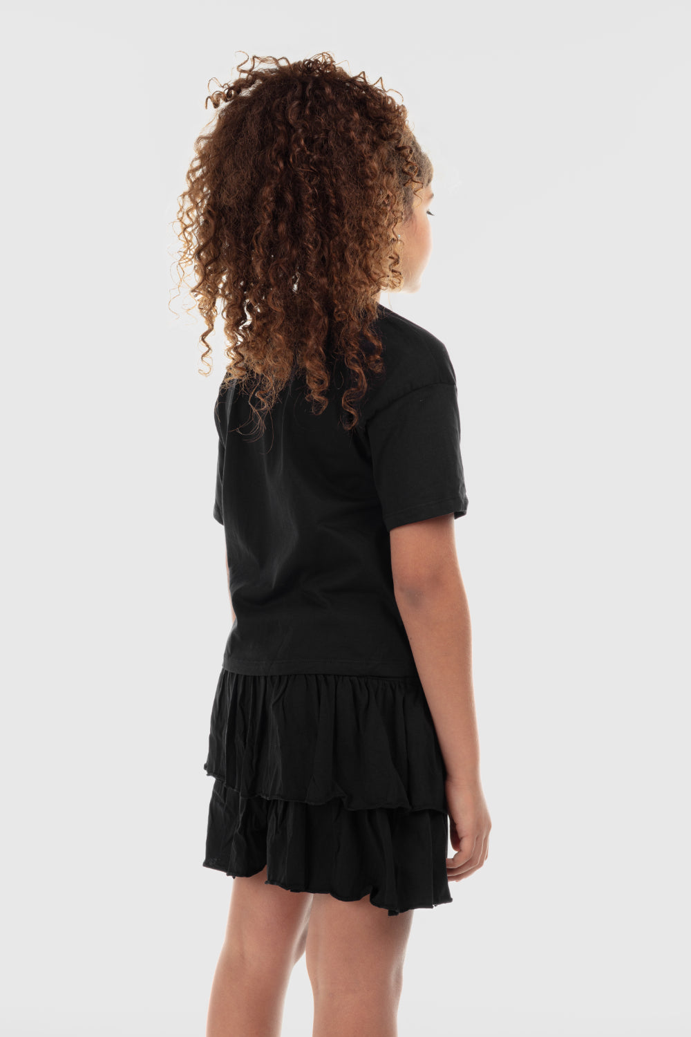 girls cotton outfit set – black (short sleeves)