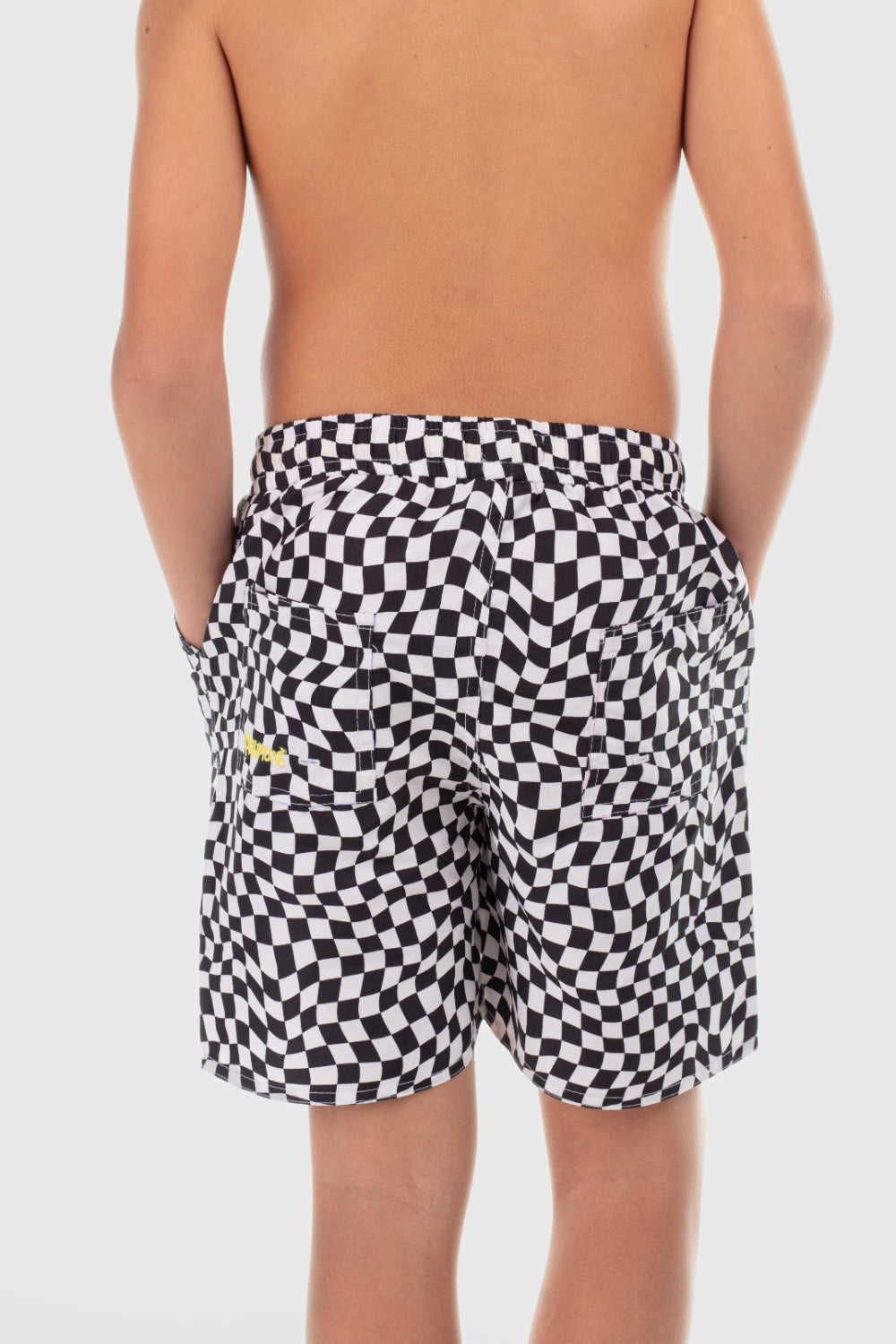 boys swimsuit short – black & white squares