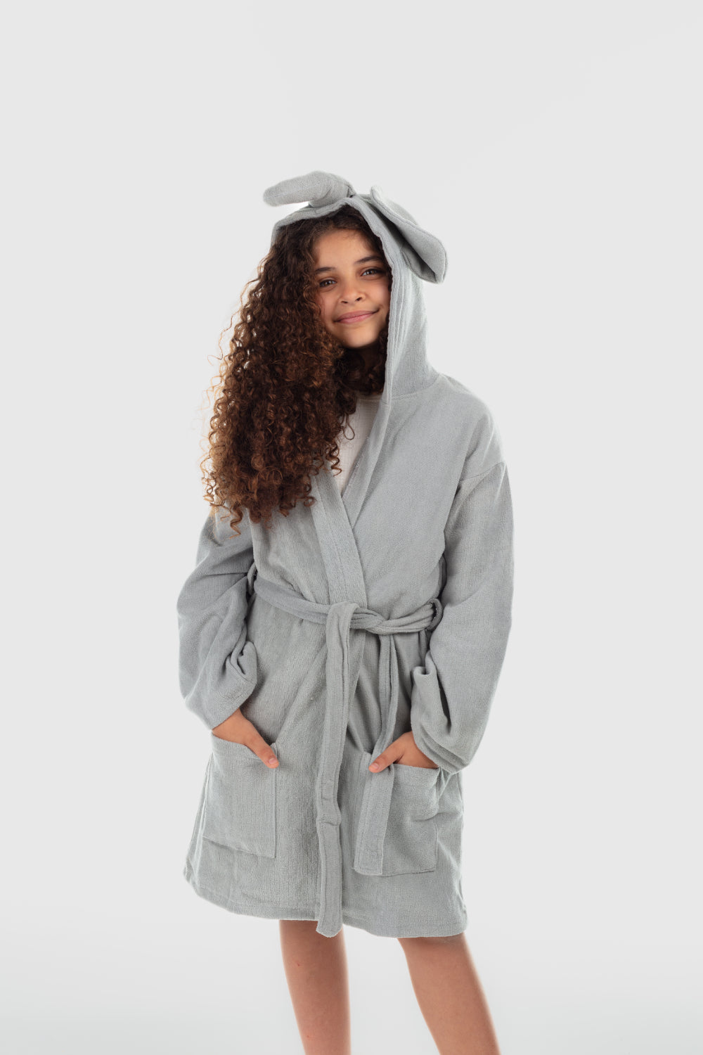 unisex swim robe – grey elephant sleeves