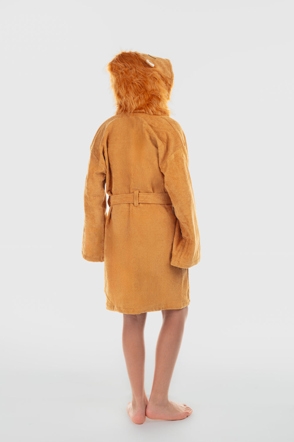 unisex plush swim robe – brown with lion design