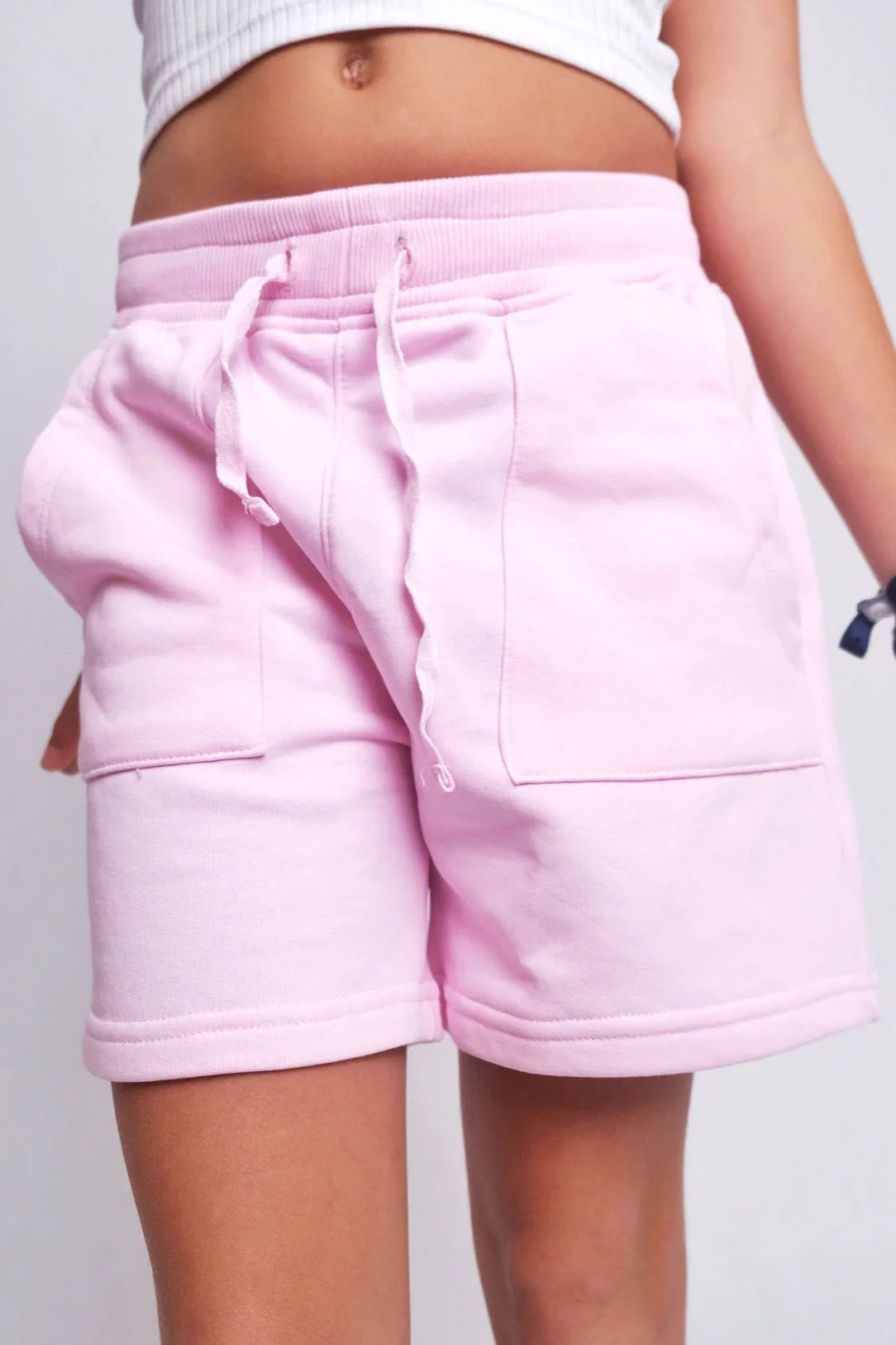 girls' pink cotton shorts - playmore