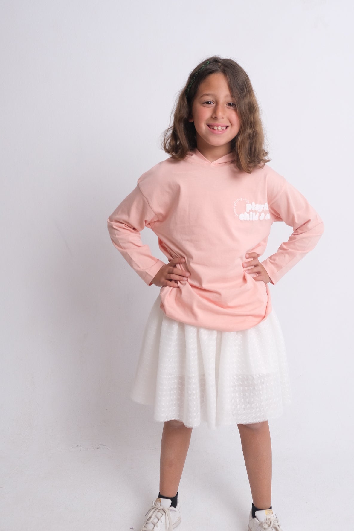 "playful child" long-sleeved hooded t-shirt