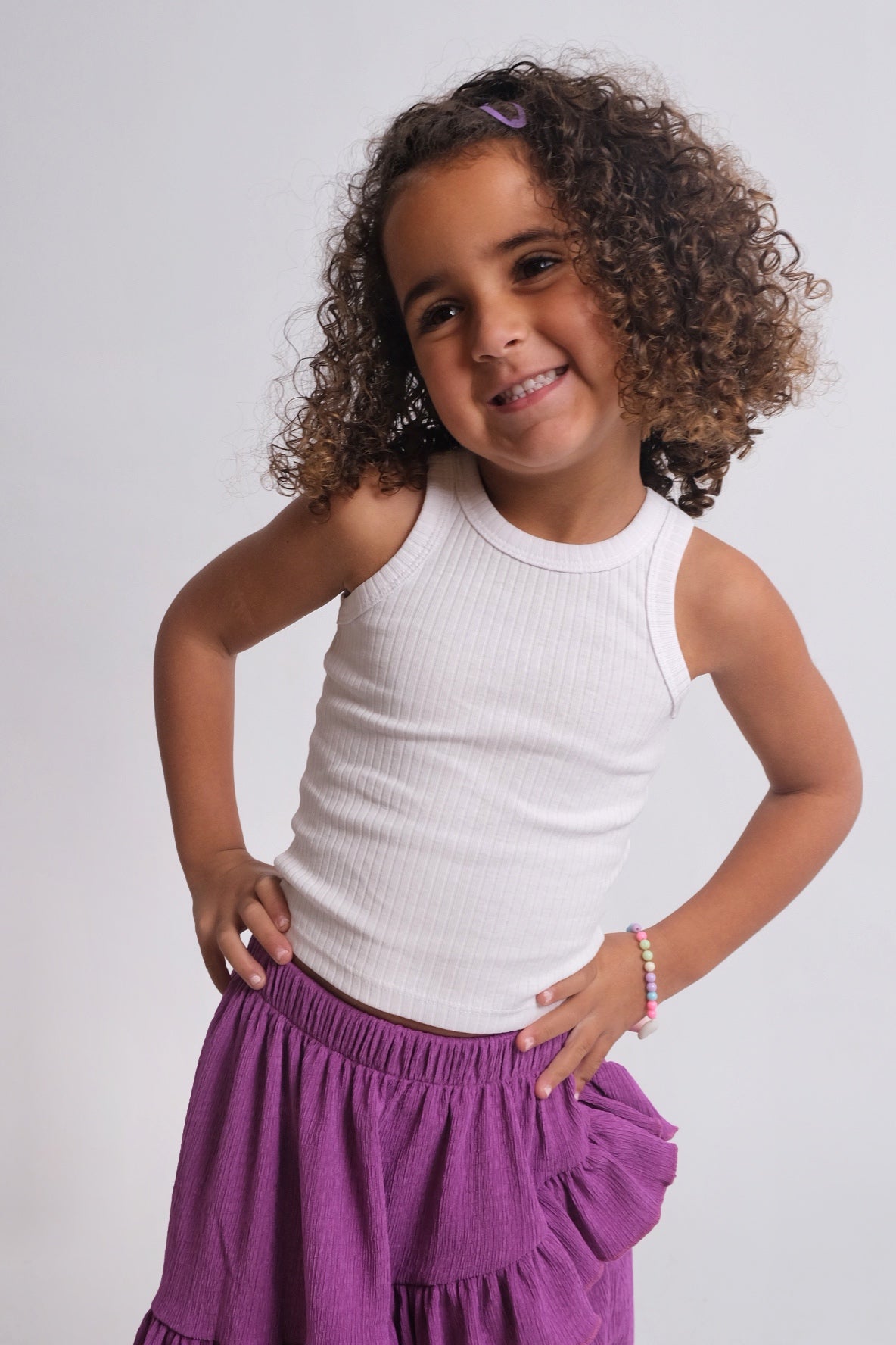 purple ruffled skirt