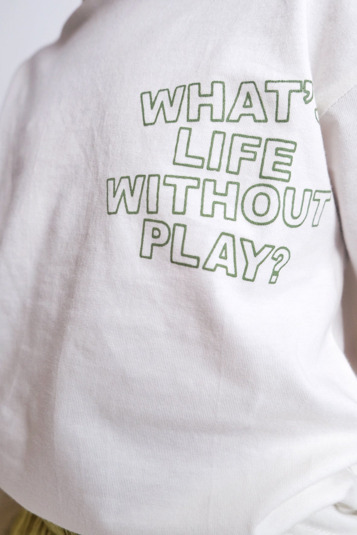 "what's life without play" long-sleeved hooded t-shirt
