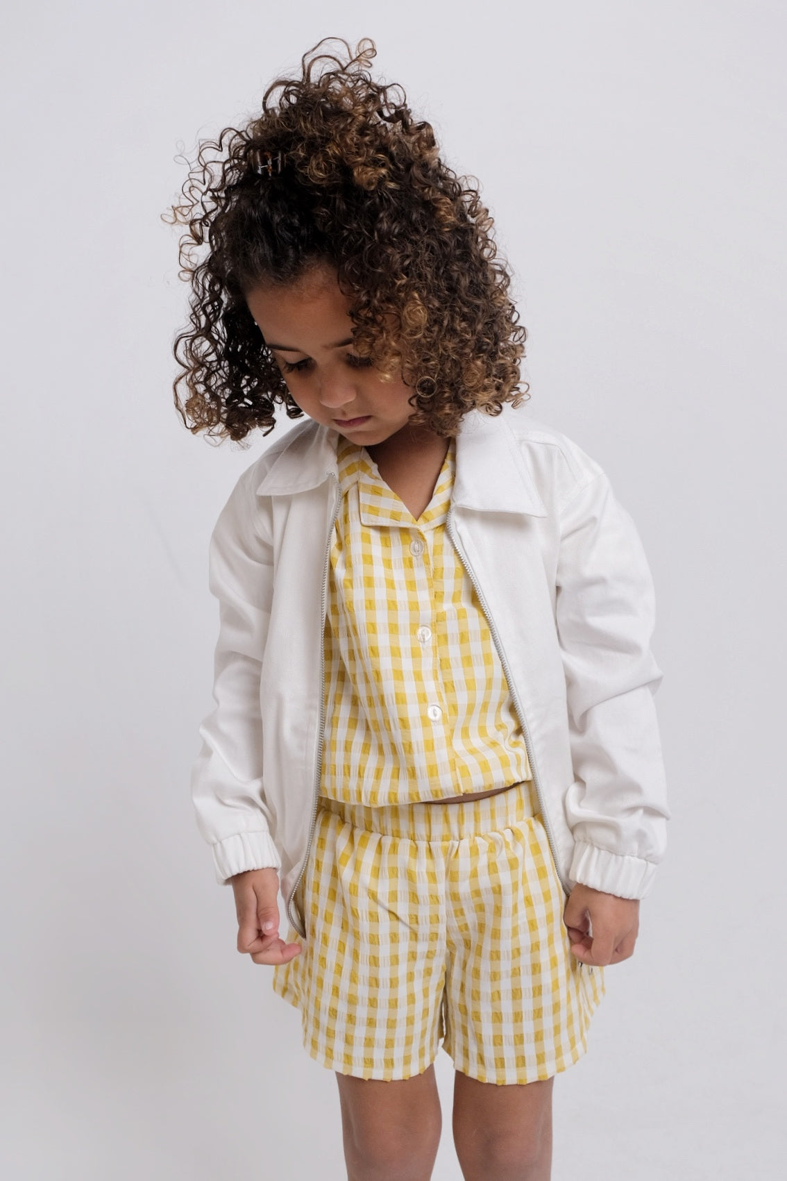 yellow checkered shorts