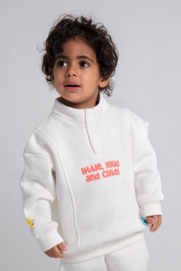 unisex "little, loud, & cute" offwhite long-sleeved sweatshirt