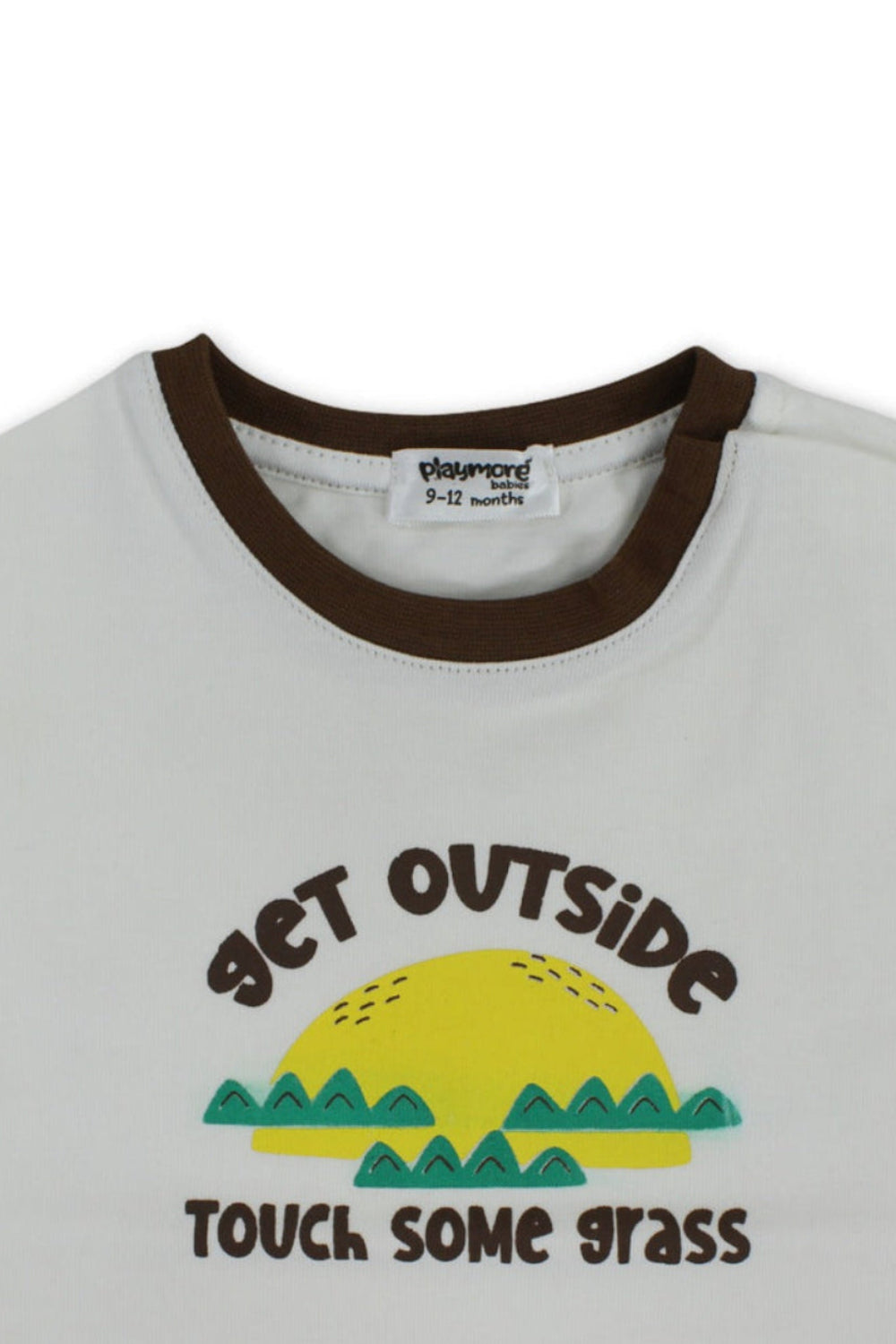 baby boys cotton t-shirt – offwhite with "get outside" print