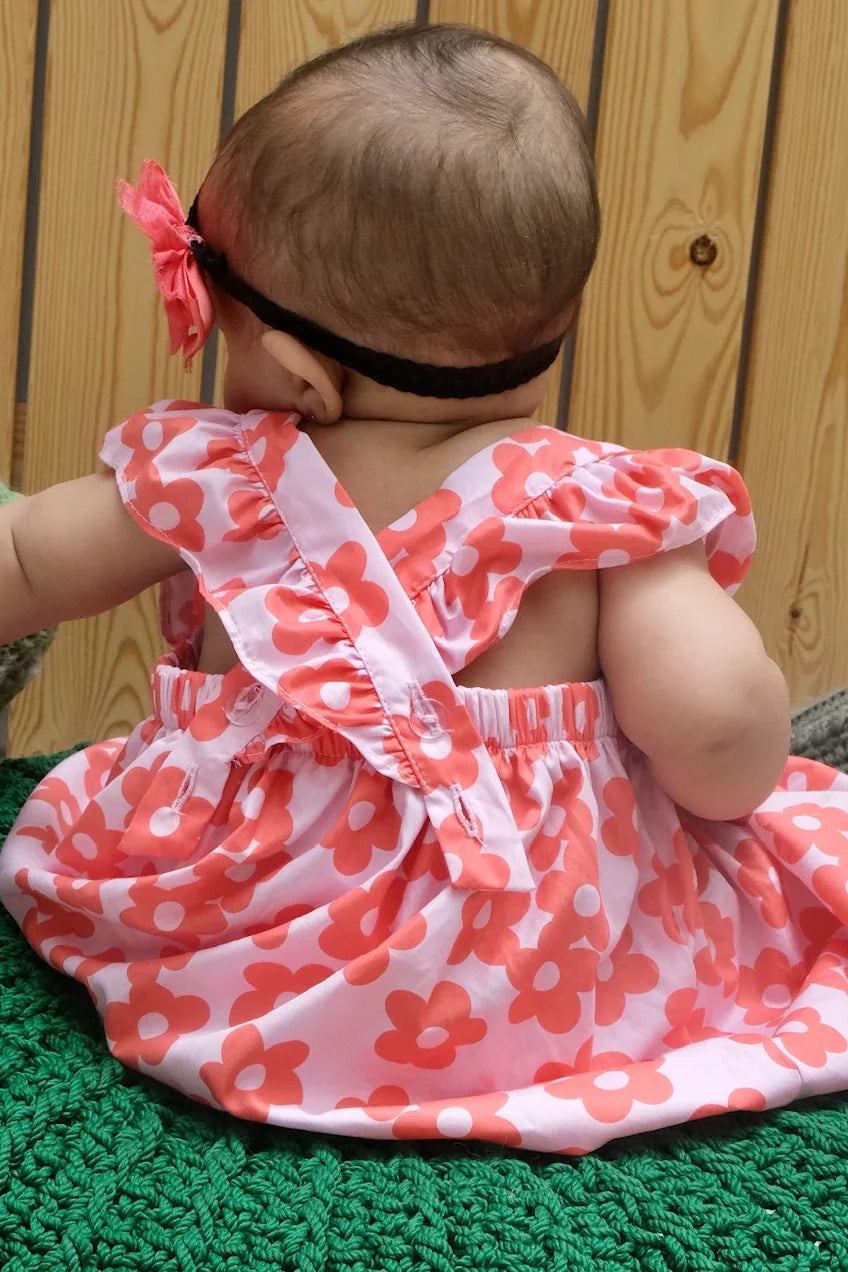 cotton cross back floral dress - playmore