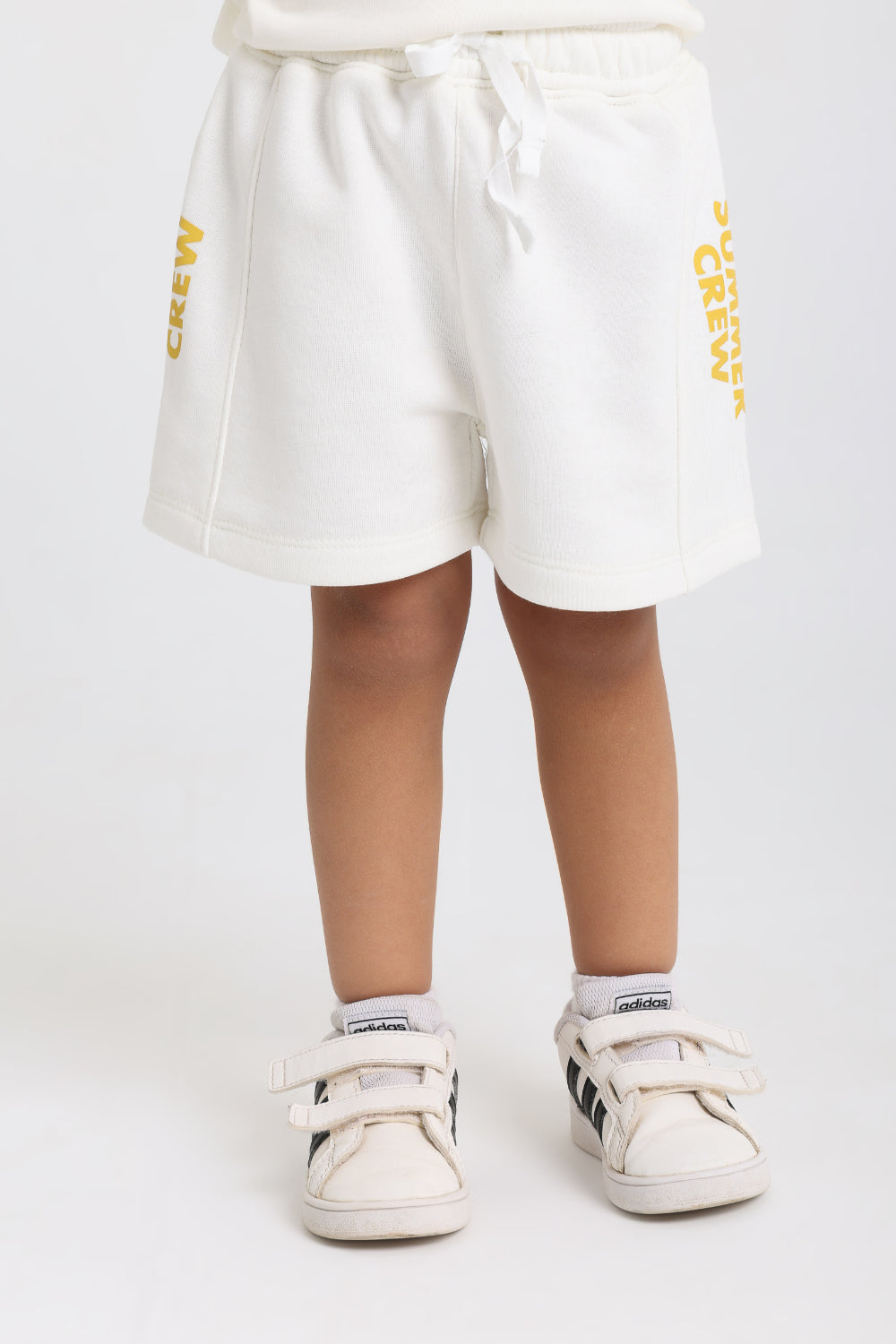 baby boys cotton short – off-white with "summer crew" print