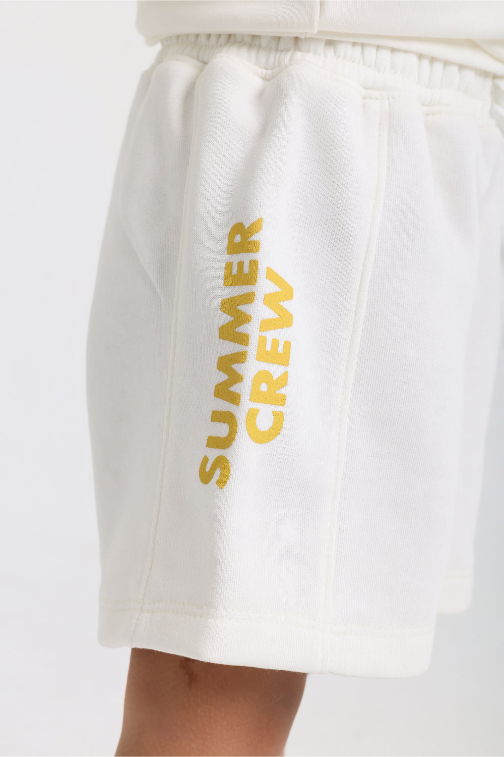 baby boys cotton short – off-white with "summer crew" print