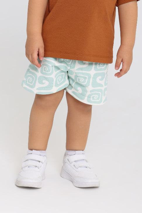 boys cotton shorts – printed mint