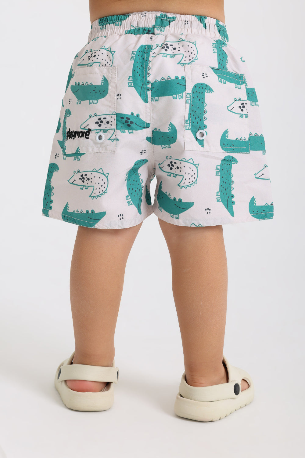 baby boys swimsuit – beige with crocodiles print