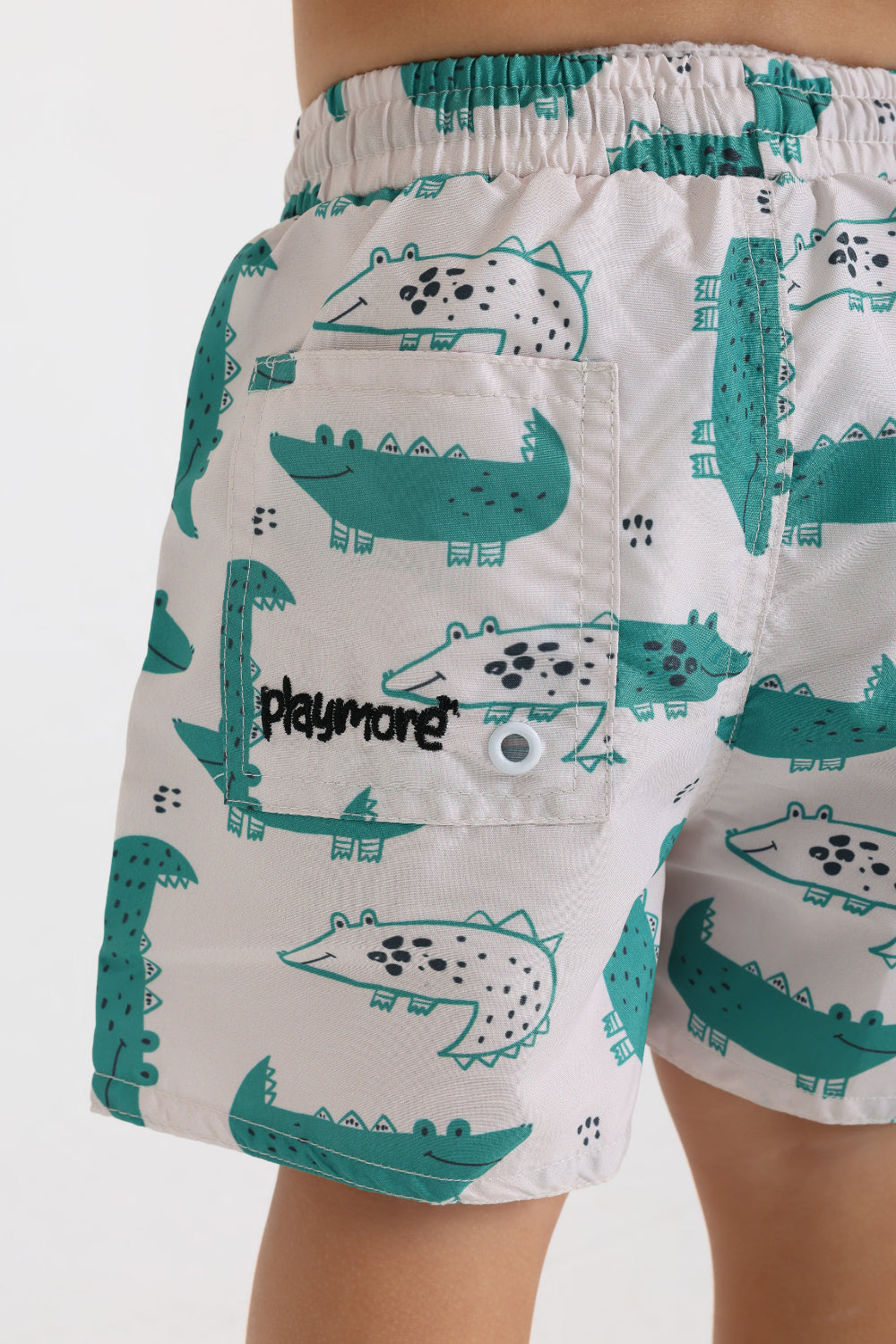 baby boys swimsuit – beige with crocodiles print