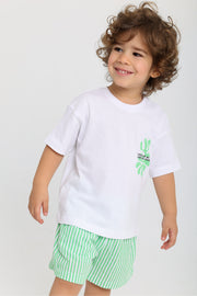 unisex baby cotton outfit set – white & green with "find joy" print