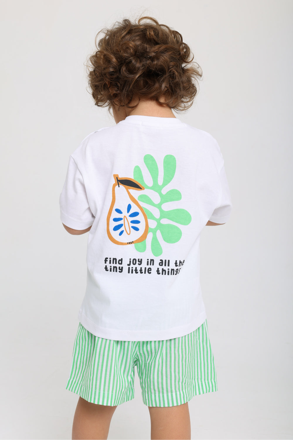 unisex baby cotton outfit set – white & green with "find joy" print