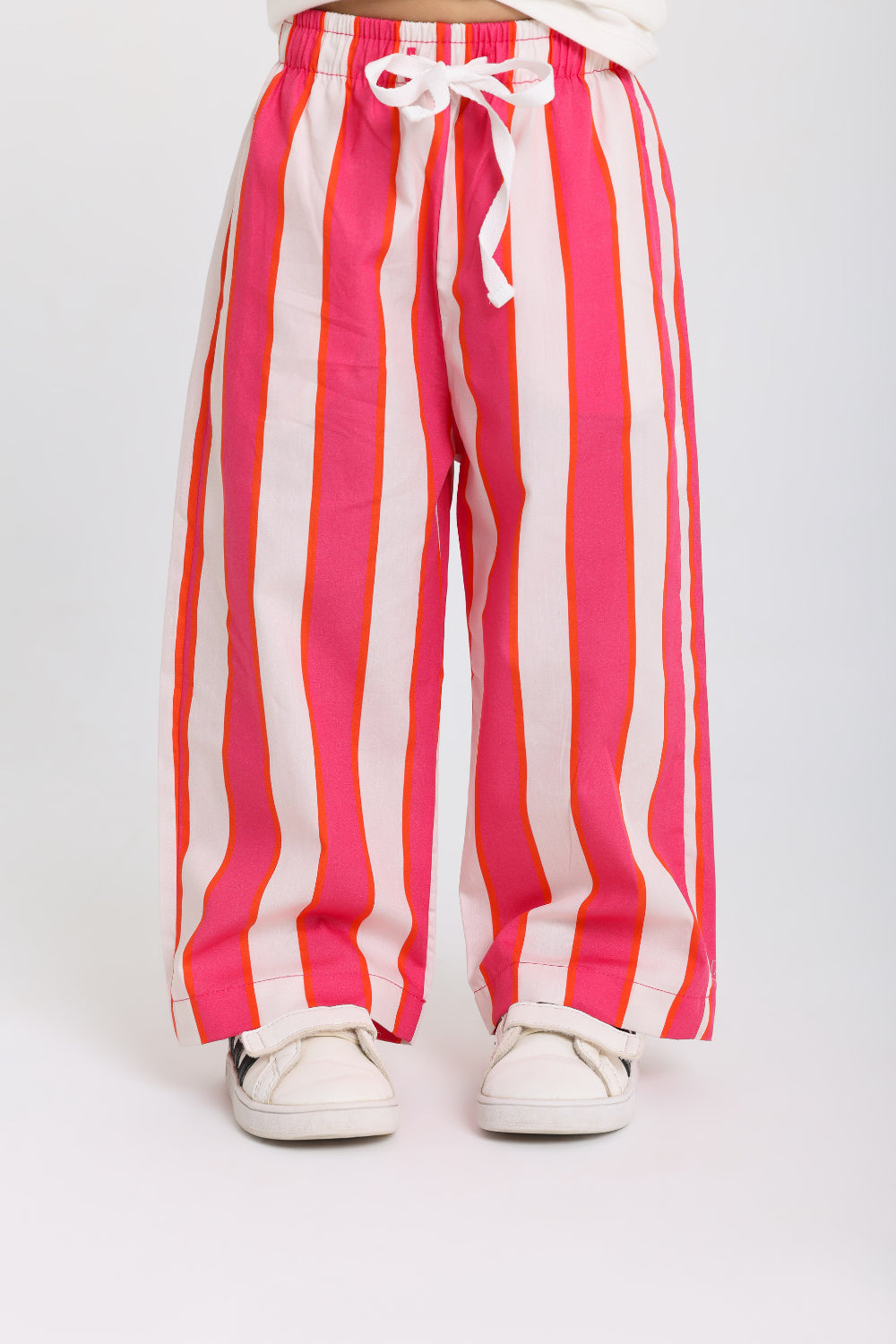 baby girls cotton pants – fuchsia & offwhite