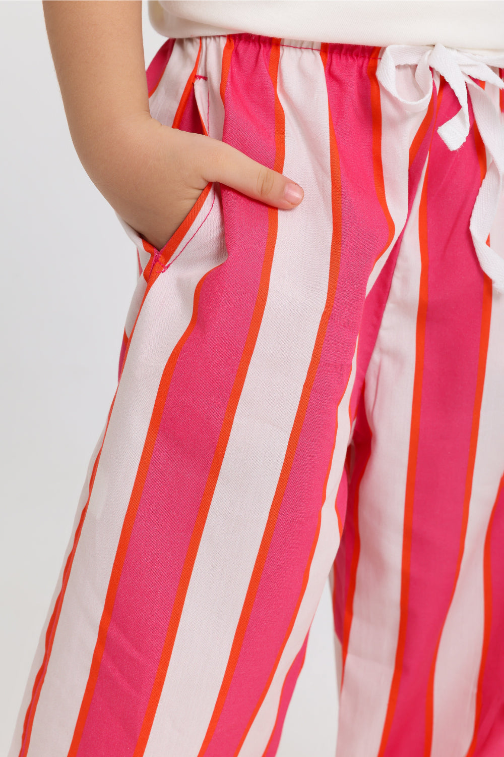 baby girls cotton pants – fuchsia & offwhite