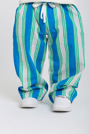 unisex baby cotton pants – blue & offwhite