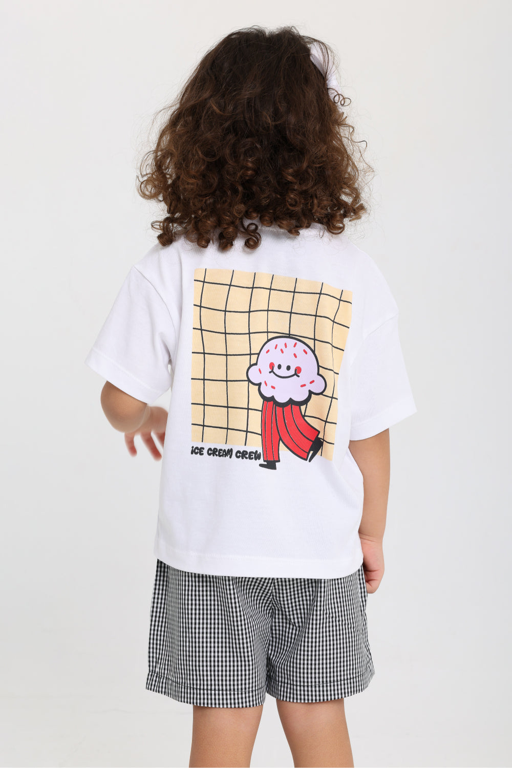 unisex baby cotton outfit set – white & black with "ice cream crew" print