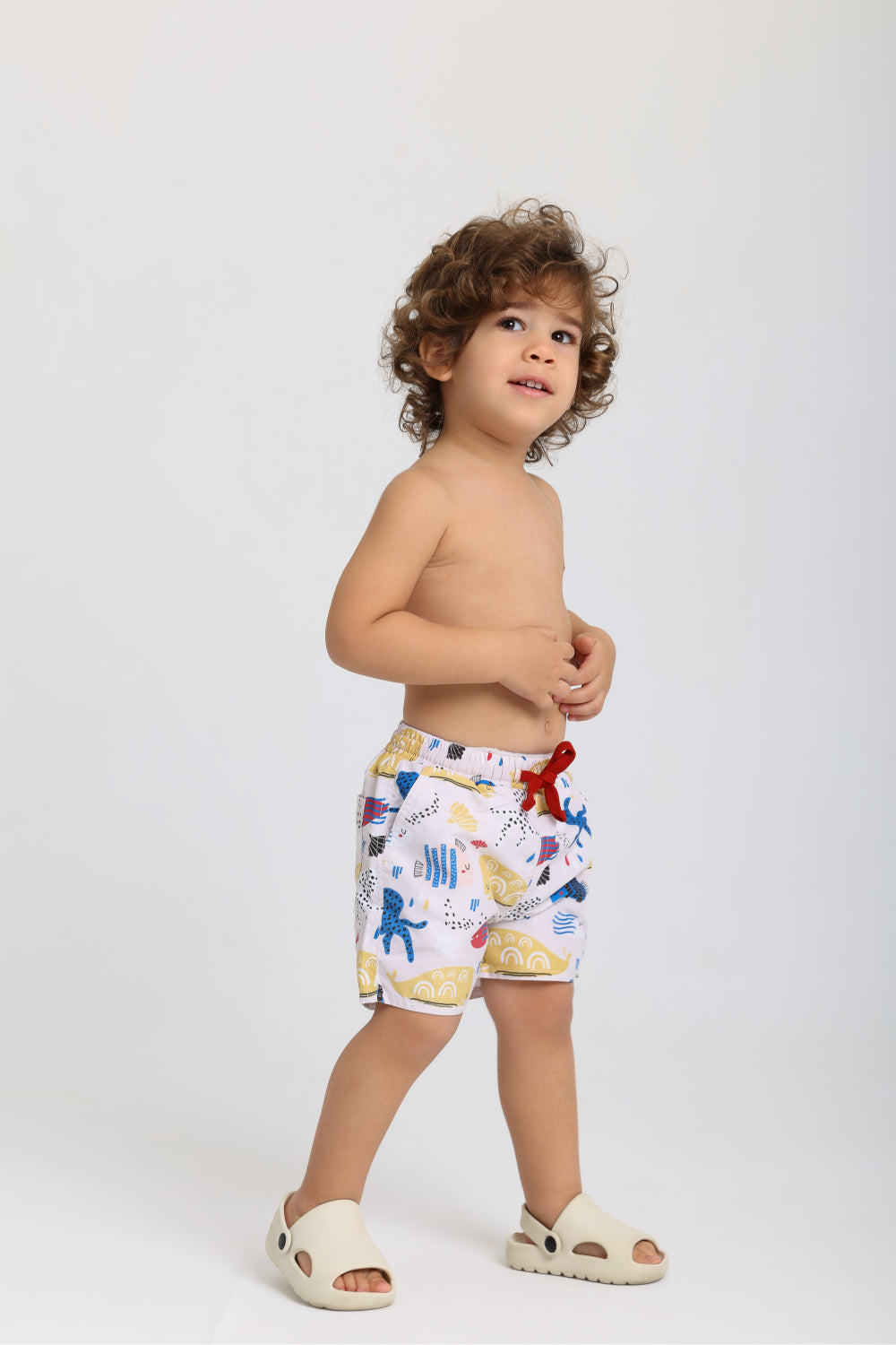 baby boys swimsuit – beige with fish print