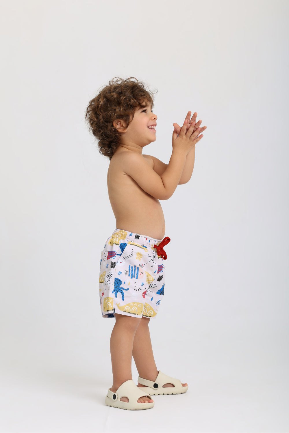 baby boys swimsuit – beige with fish print