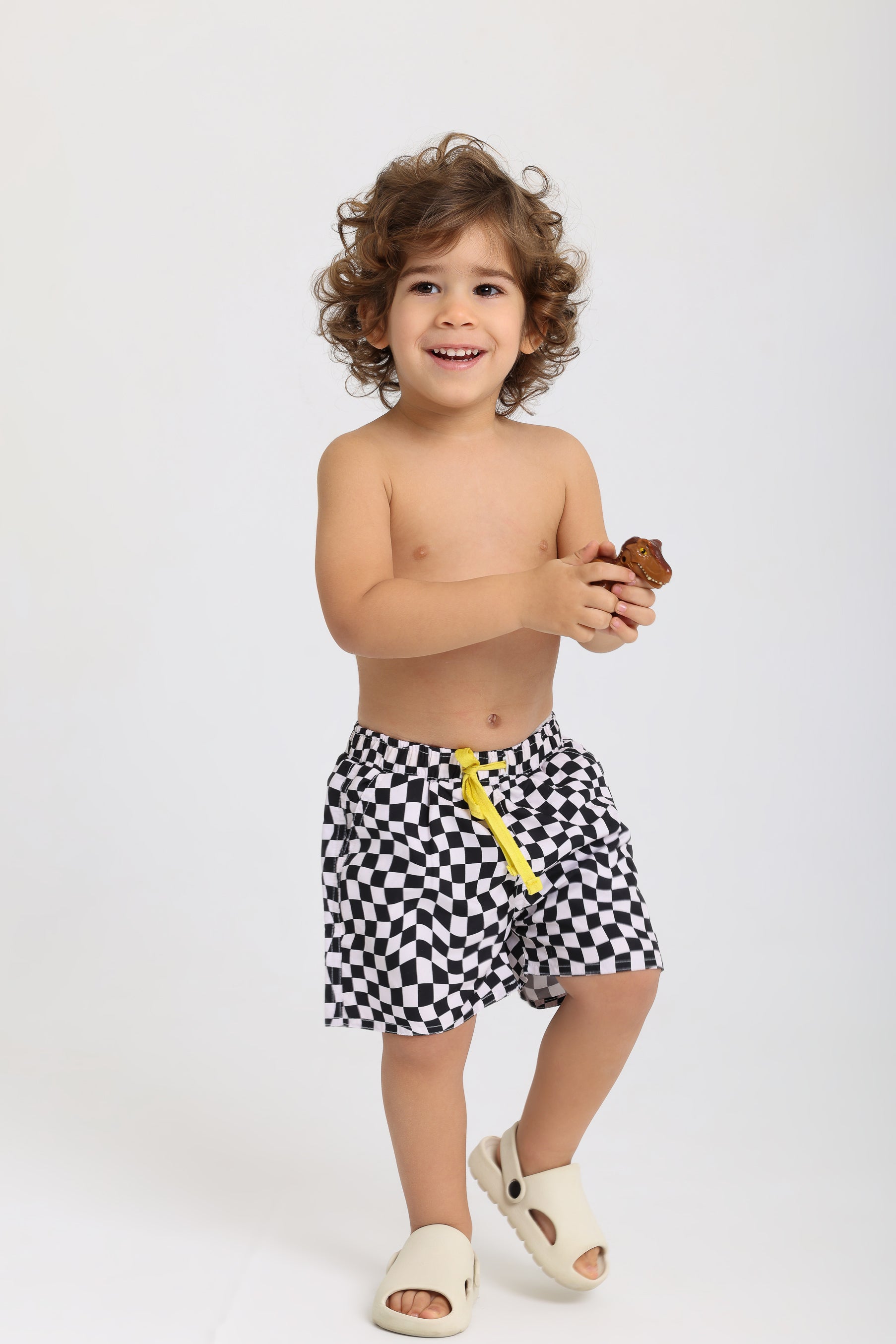 baby boys swimsuit short – black & white squares