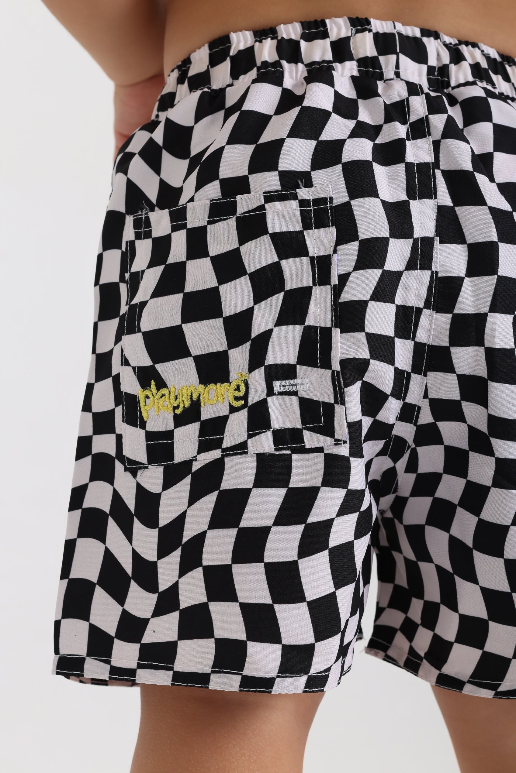baby boys swimsuit short – black & white squares