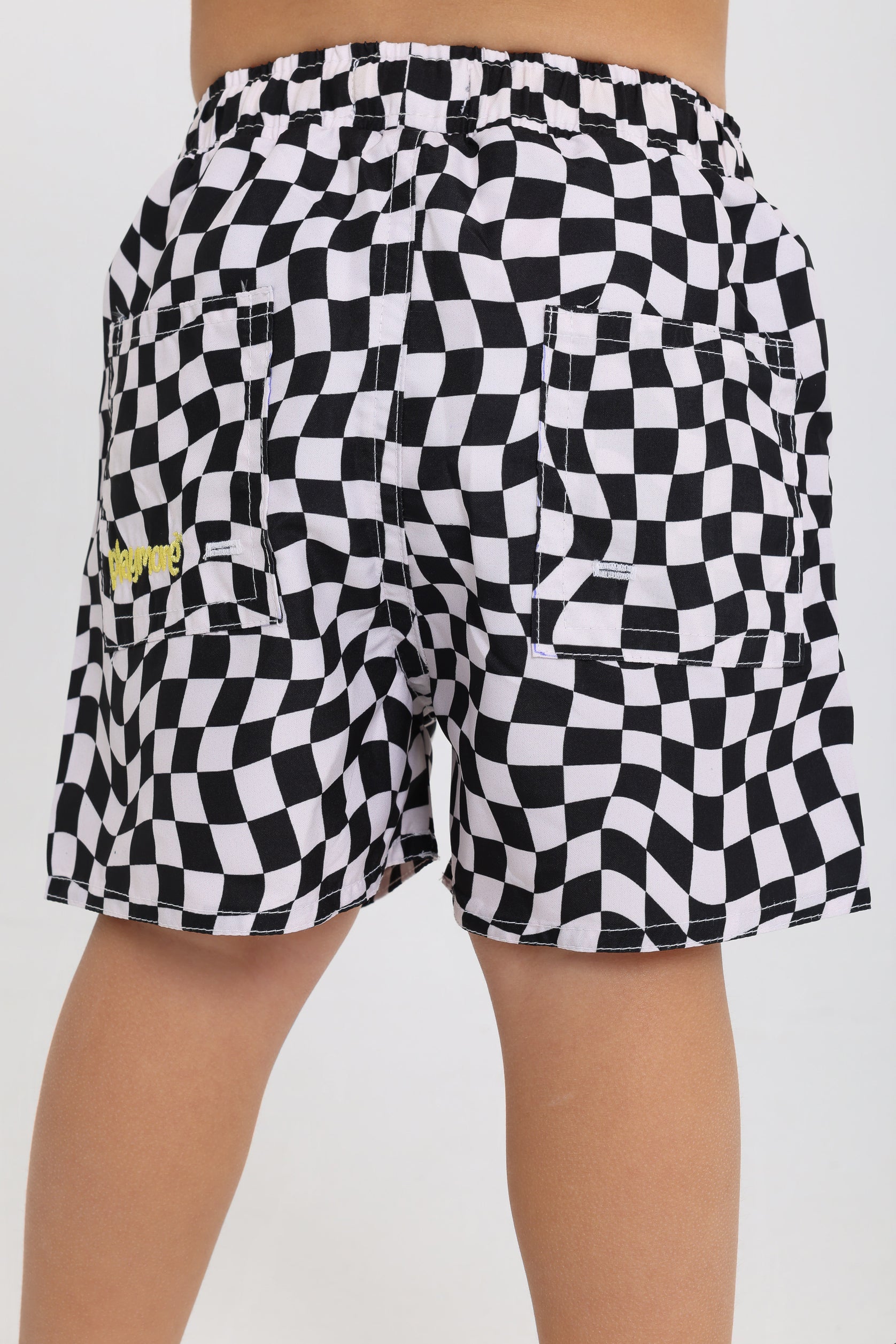 baby boys swimsuit short – black & white squares