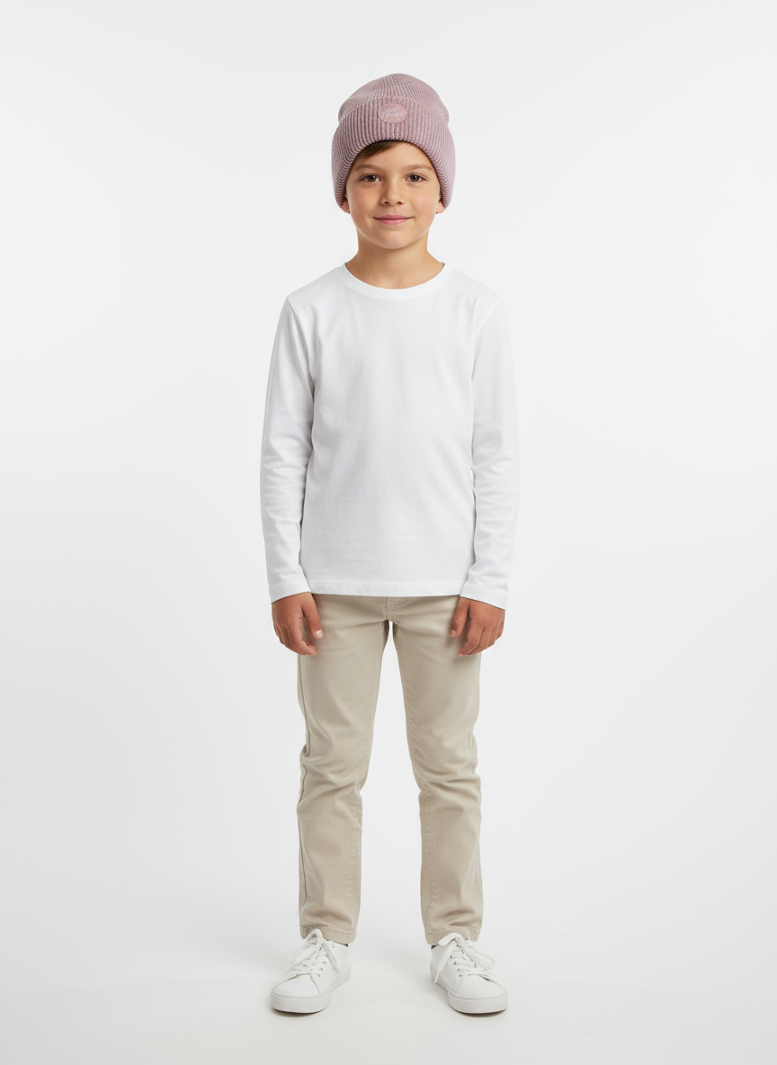 unisex cozy blend beanie – pink with "join the fun!" design