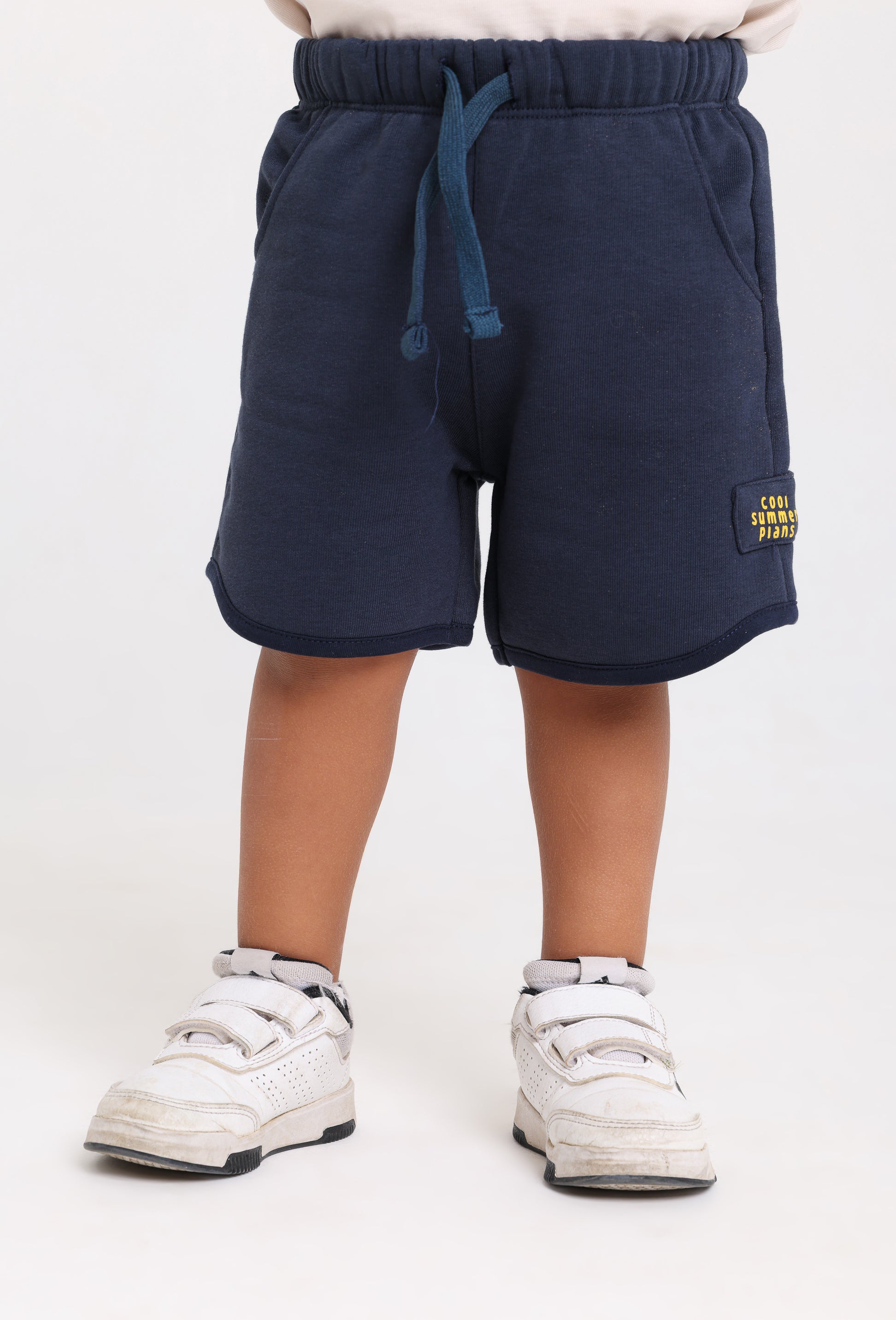 unisex baby cotton short – navy with "cool summer plans" print
