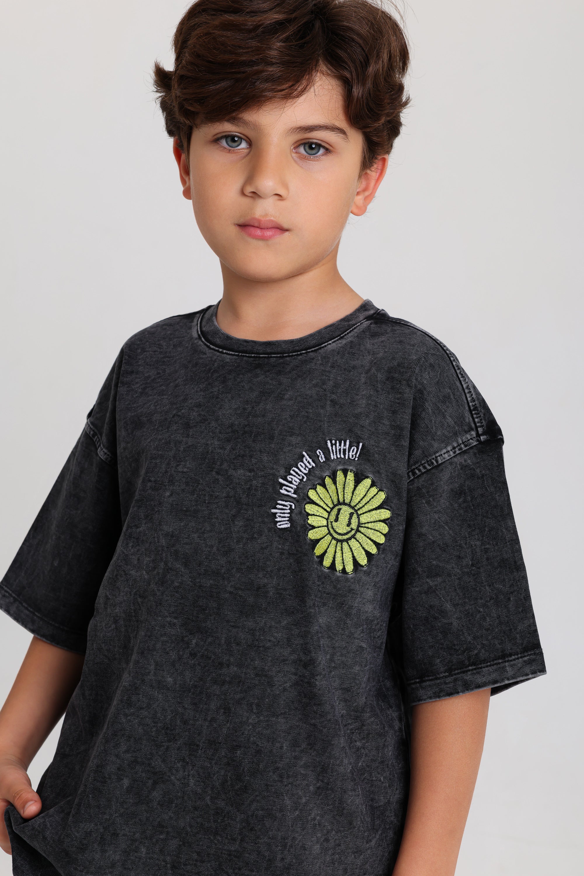 boys cotton outfit set – dark grey