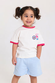 baby girls cotton t-shirt – off-white with "outside" print