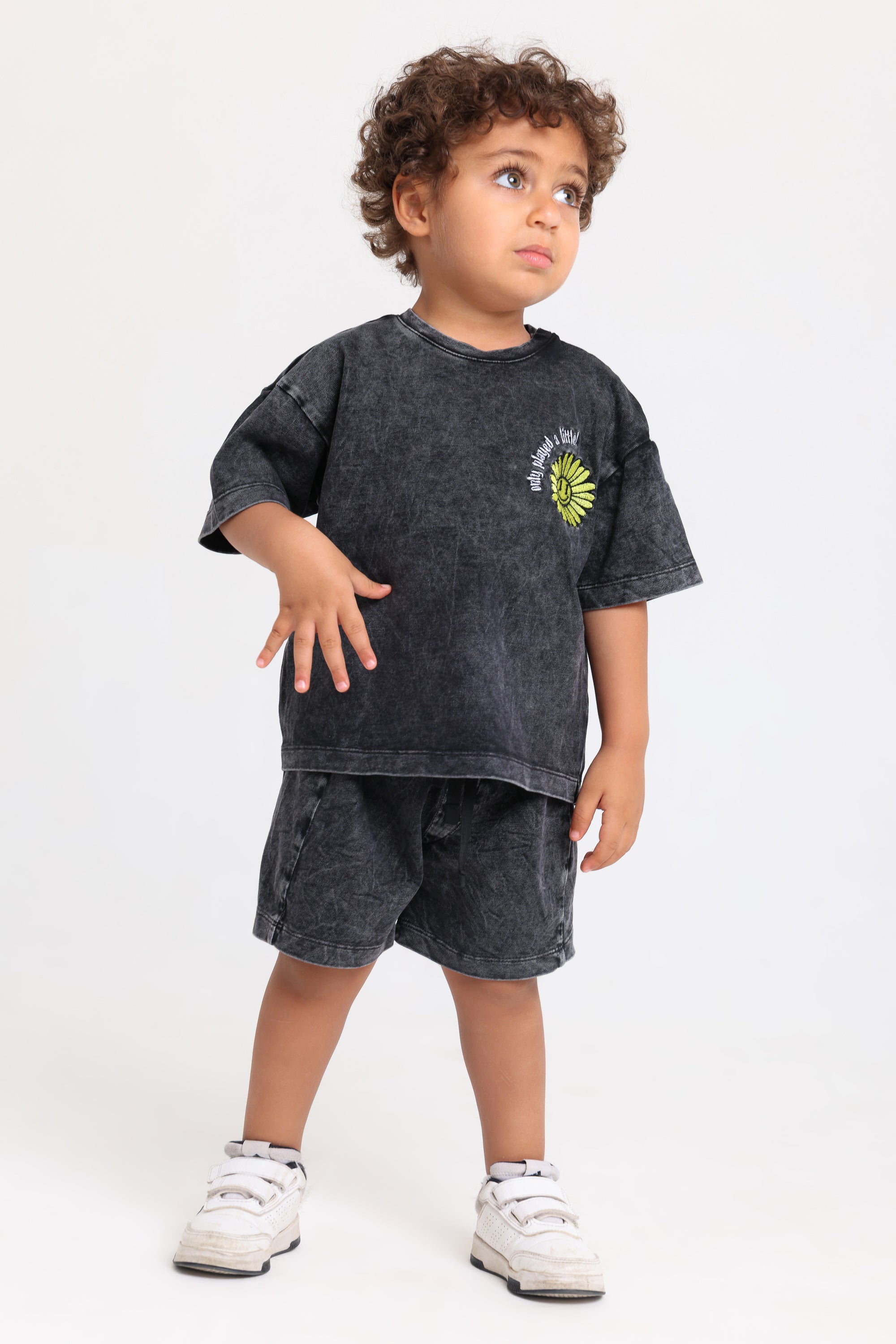 baby boys cotton outfit set – dark grey
