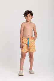 boys swimsuit – mustard with palm print
