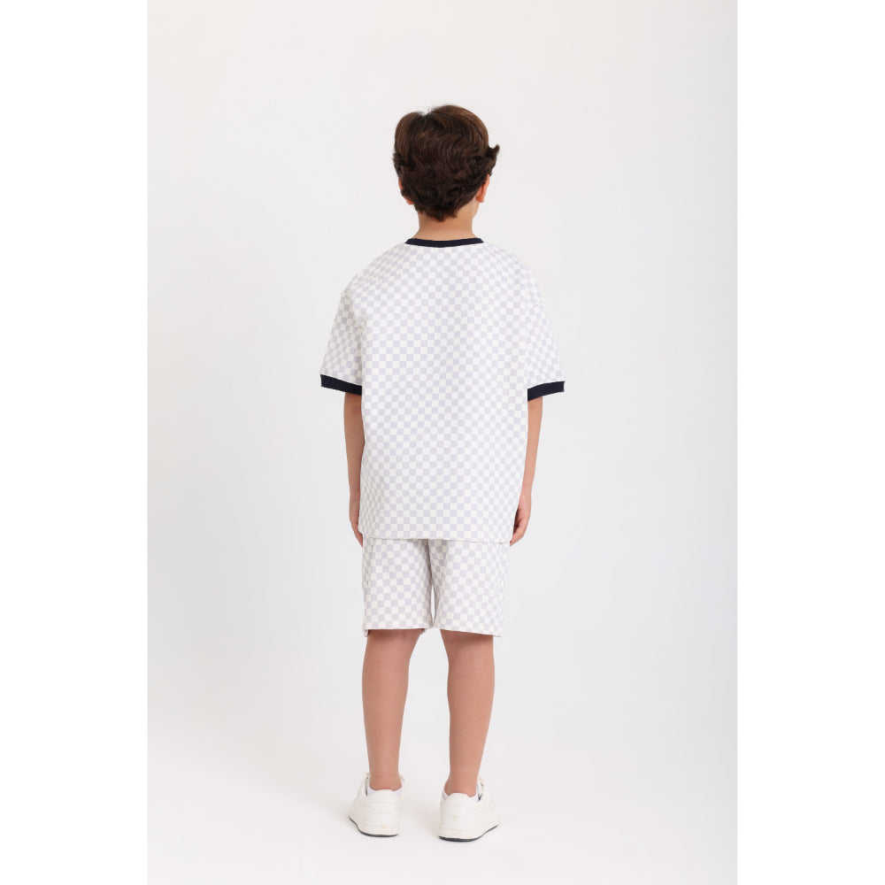 boys cotton outfit set – off-white & grey with "good days no repeat" print