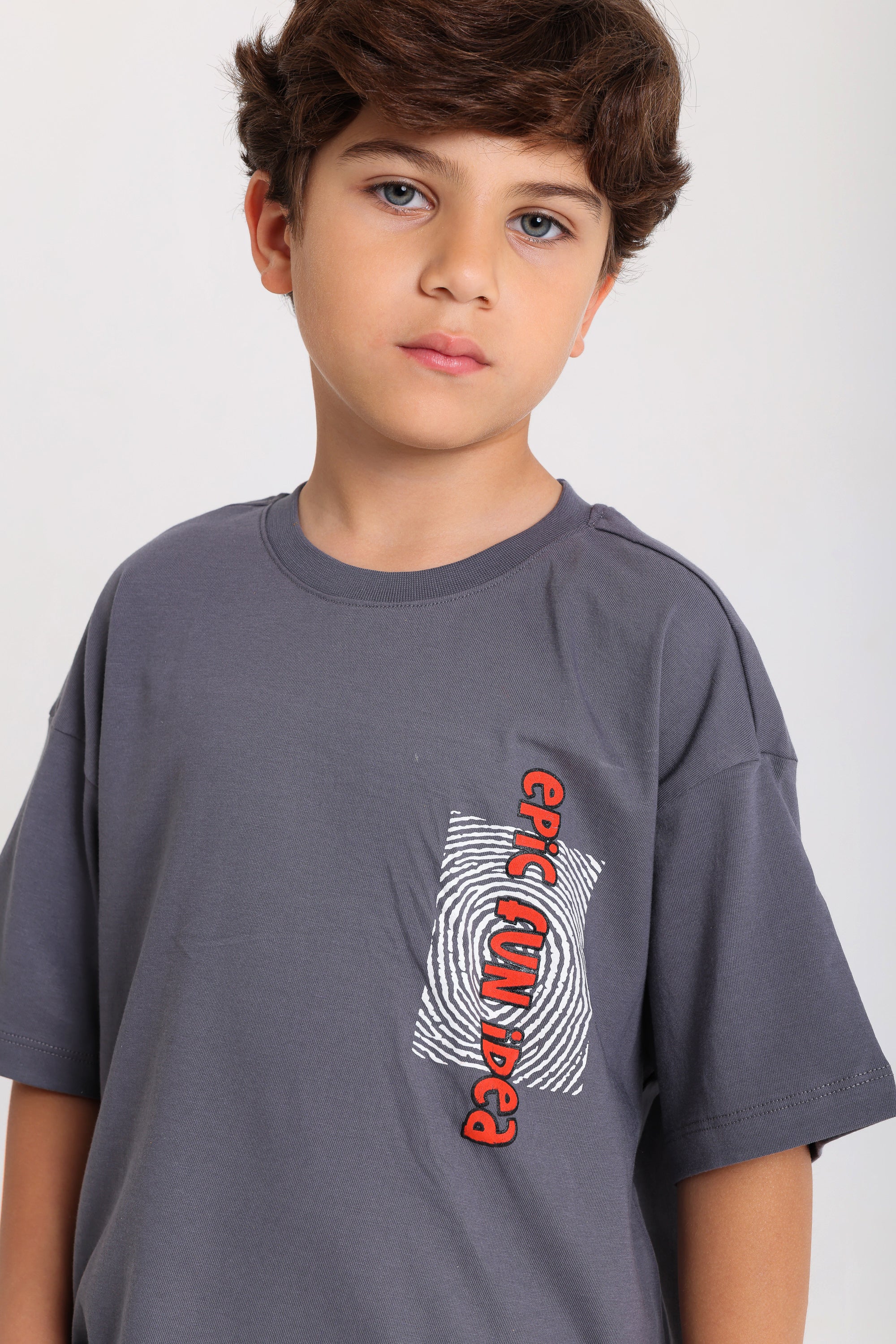 boys cotton t-shirt – grey with "epic Fun idea" print