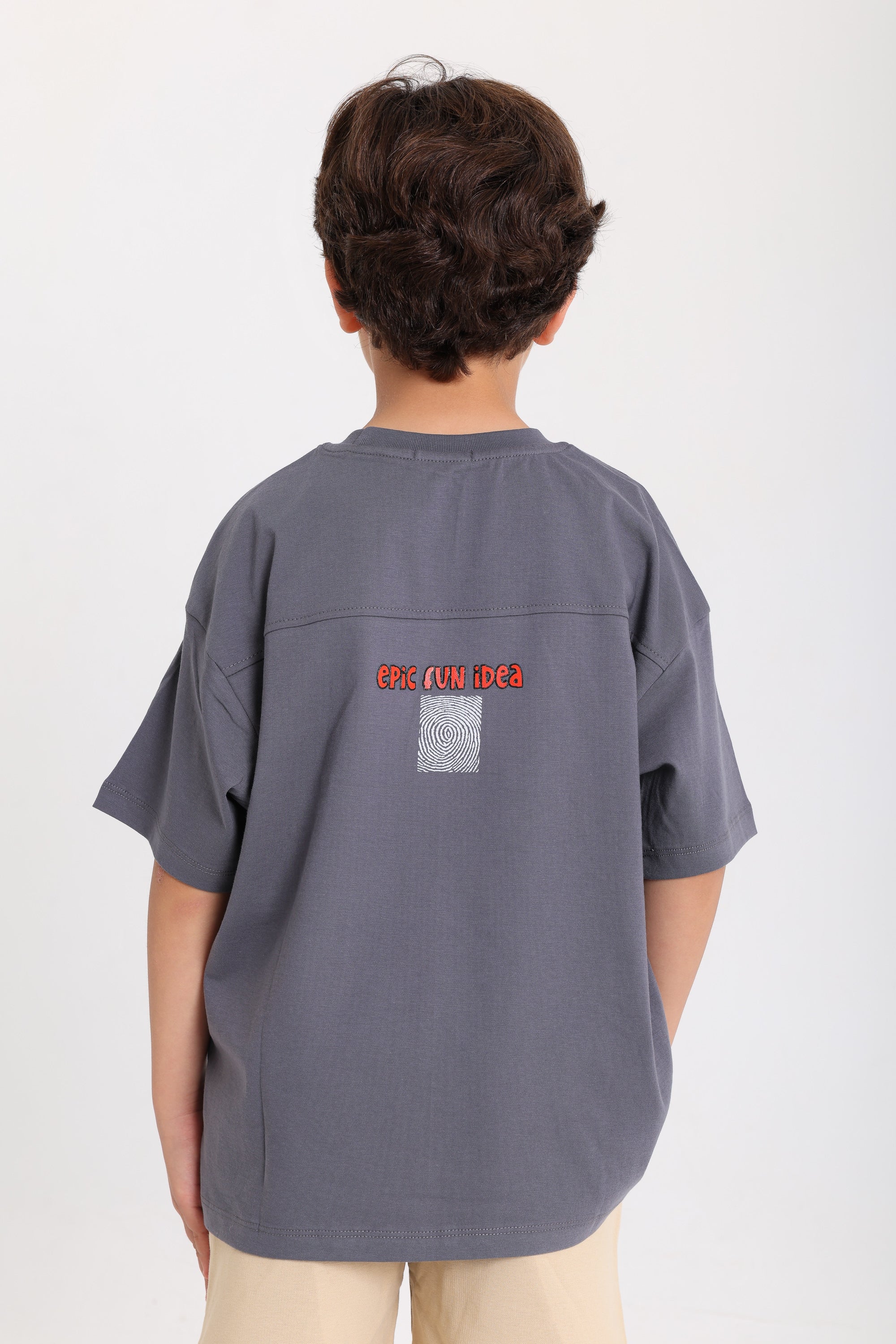 boys cotton t-shirt – grey with "epic Fun idea" print