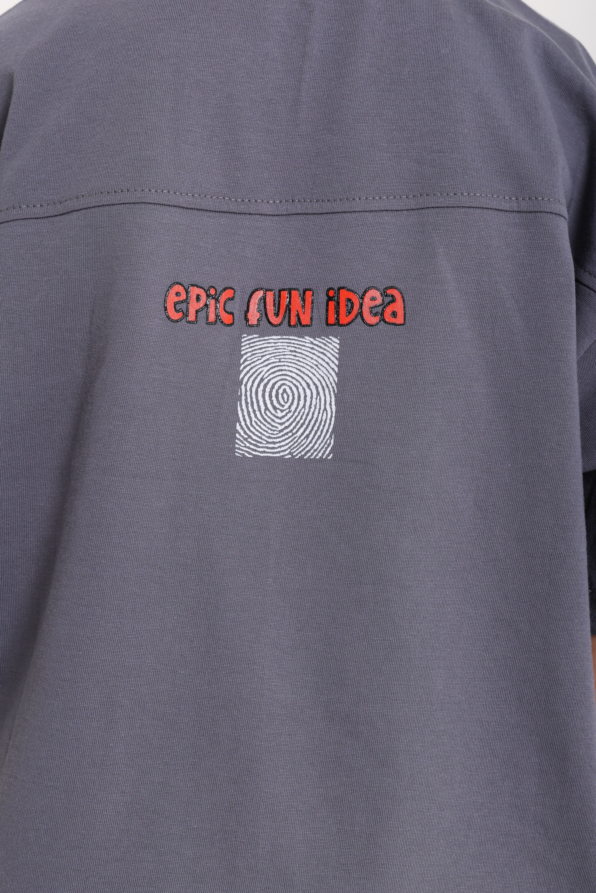 boys cotton t-shirt – grey with "epic Fun idea" print