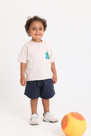 baby boys cotton t-shirt – beige with "play more" print