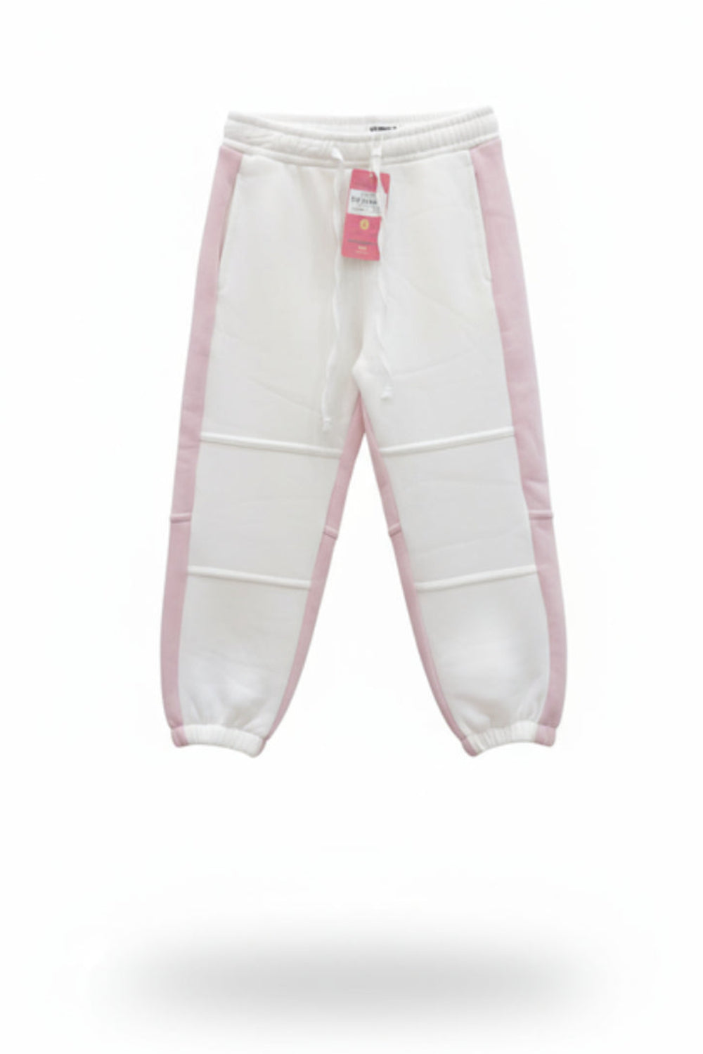 girls cotton sweat pants – offwhite & pink