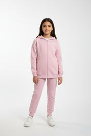 teens cotton hoodie – pink with “join the fun” print