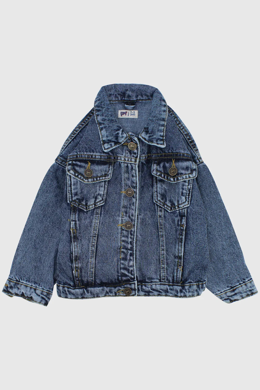 unisex navy long-sleeved jean jacket - playmore