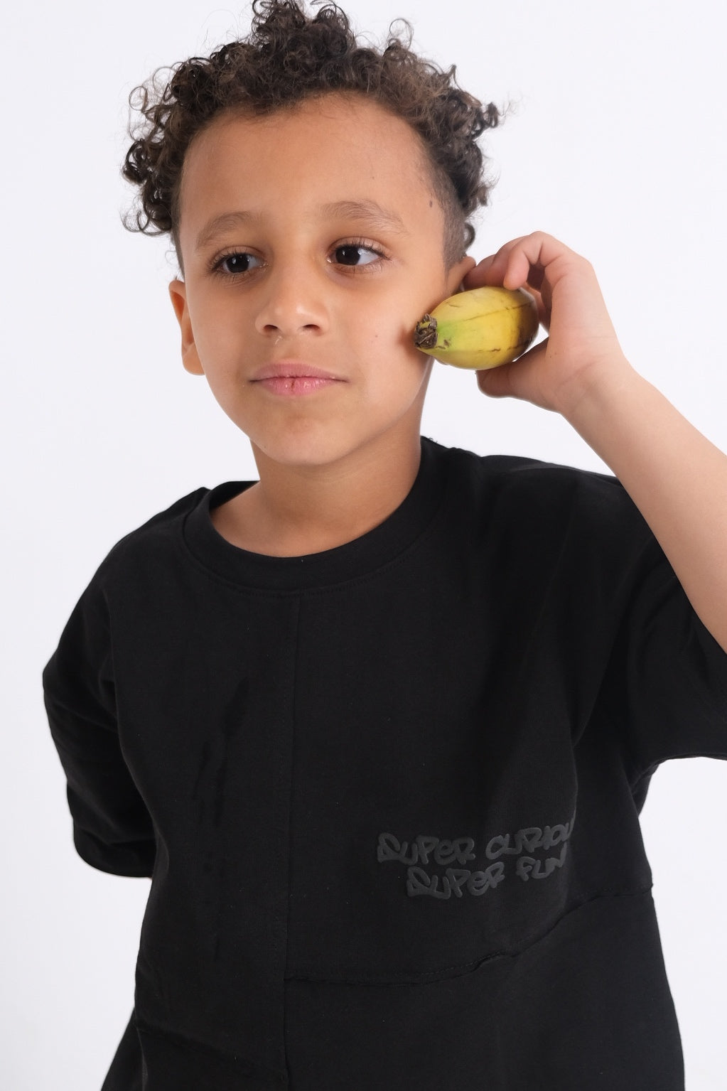 "super curious" paneled t-shirt